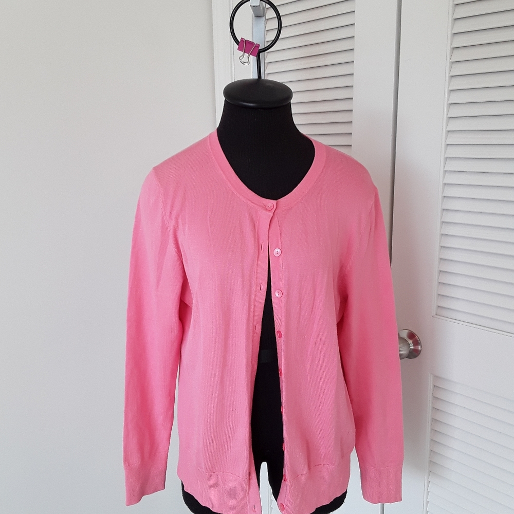Charter Club Pink Button Up Cardigan L